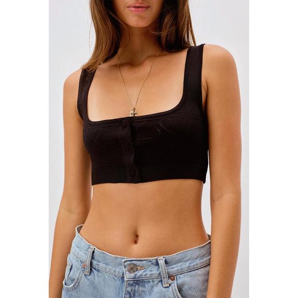 NEW FOR LOVE & LEMONS neve crop tank sweater in black - Picture 1 of 2